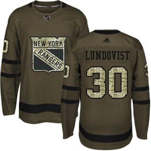 Kinder New York Rangers Eishockey Trikot Henrik Lundqvist #30 Authentic Grün Salute to Service